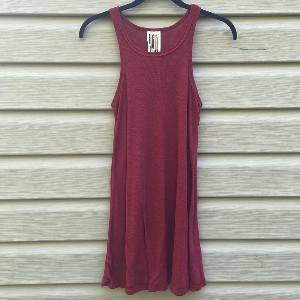 Free People Burgundy Racerback Tunic Tank Top